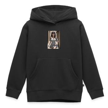 Woman in a alley, town,Generated AI - Kinder Premium Organic Hoodie - Schwarz - Vorne - AI Model Kid Male (0cm)