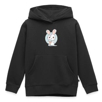 Sommerlicher Genuss: Hase mit Eis - Kinder Premium Organic Hoodie - Schwarz - Vorne - AI Model Kid Male (0cm)