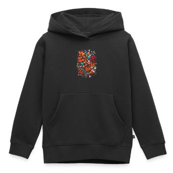Blumen mit Nüsse - Kinder Premium Organic Hoodie - Schwarz - Vorne - AI Model Kid Male (0cm)