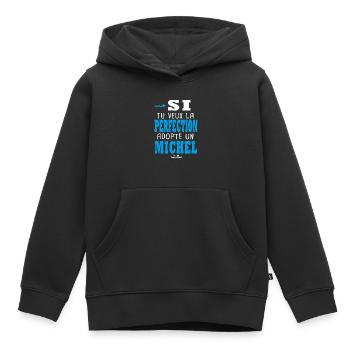Michel Si tu veux la perfection adopte michel - Sweat Premium à capuche enfant bio - noir - Devant - AI Model Kid Male (0cm)
