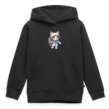 Astronaut Katze - Weltraum - Kinder Premium Organic Hoodie - Schwarz - Vorne - AI Model Kid Male (0cm)