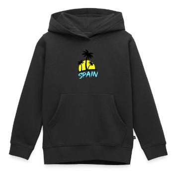Espagne - Sweat Premium à capuche enfant bio - noir - Devant - AI Model Kid Male (0cm)
