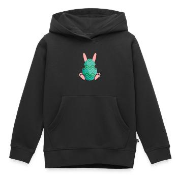 Pâques / Lapin de Pâques / t-shirt humour pâques - Sweat Premium à capuche enfant bio - noir - Devant - AI Model Kid Male (0cm)