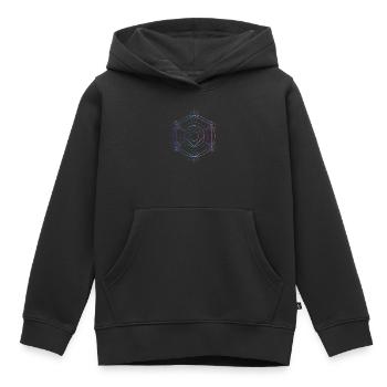 Merkaba - 7 chakras - Sweat Premium à capuche enfant bio - noir - Devant - AI Model Kid Male (0cm)