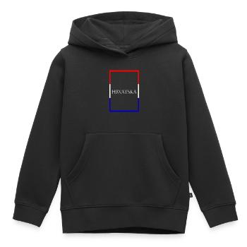 Croatie Hrvatska Lettrage de déclaration avec drapeau - Sweat Premium à capuche enfant bio - noir - Devant - AI Model Kid Male (0cm)