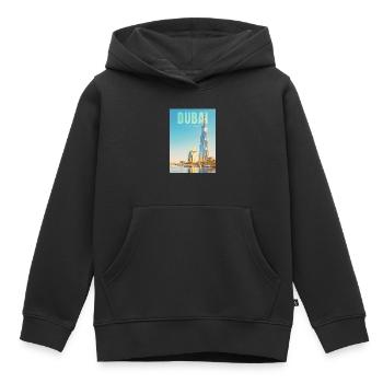 Dubai Skyline – Desert Metropolis - Kids Premium Organic Hoodie - black - Front - AI Model Kid Male (0cm)