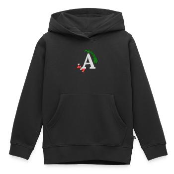 A - Sweat Premium à capuche enfant bio - noir - Devant - AI Model Kid Male (0cm)