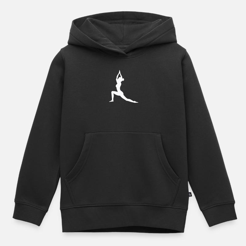 Posture de yoga Silhouette Équilibre de la force - Sweat Premium à capuche enfant bio - noir