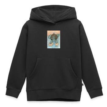 Tortue - Sweat Premium à capuche enfant bio - noir - Devant - AI Model Kid Male (0cm)