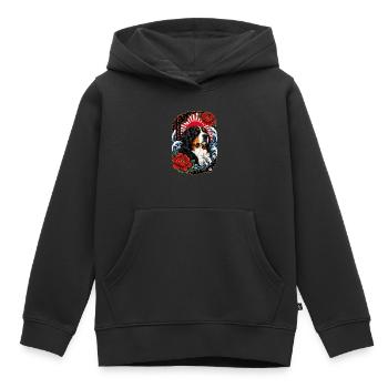 Berner Sennenhund im Japan Tattoo Stil - Kinder Premium Organic Hoodie - Schwarz - Vorne - AI Model Kid Male (0cm)
