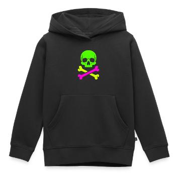 Neon Schädel Gekreuzte Knochen Bunter Pirat Skull - Kinder Premium Organic Hoodie - Schwarz - Vorne - AI Model Kid Male (0cm)