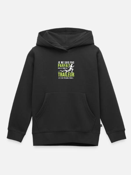 traileur pas parfait trail ultra course à pied - Sweat Premium à capuche enfant bio - noir