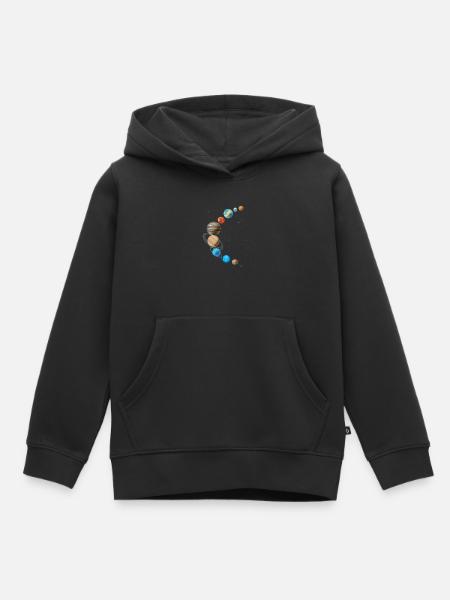 Weltraum Weltall Sonnensystem in Sichelform - Kinder Premium Organic Hoodie - Schwarz