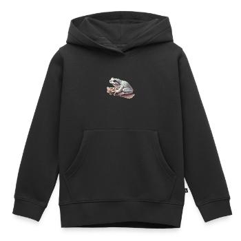 Realistischer Laubfrosch mit Wassertropfen - Kinder Premium Organic Hoodie - Schwarz - Vorne - AI Model Kid Male (0cm)