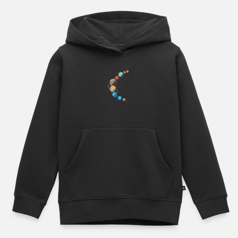 Sonnensystem in Sichelform - Kinder Premium Organic Hoodie - Schwarz