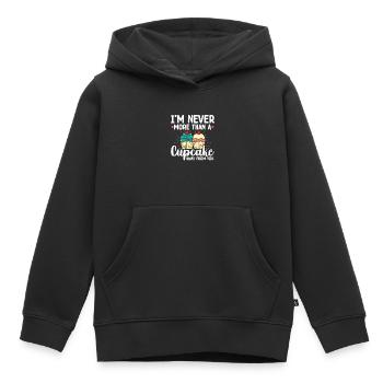 Je ne suis jamais plus qu’un cupcake loin de toi | - Sweat Premium à capuche enfant bio - noir - Devant - AI Model Kid Male (0cm)