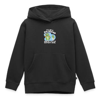 Je vais être une grande sœur et l’idole - Sweat Premium à capuche enfant bio - noir - Devant - AI Model Kid Male (0cm)