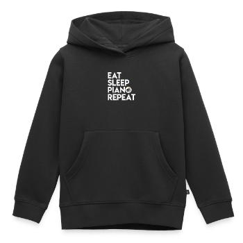 Manger sommeil répétition musique piano piano - Sweat Premium à capuche enfant bio - noir - Devant - AI Model Kid Male (0cm)