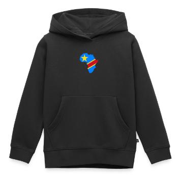 Congo RDC - Sweat Premium à capuche enfant bio - noir - Devant - AI Model Kid Male (0cm)
