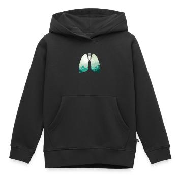 Nature verte forêt paysage poumon - Sweat Premium à capuche enfant bio - noir - Devant - AI Model Kid Male (0cm)