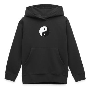 Yin et Yang - Sweat Premium à capuche enfant bio - noir - Devant - AI Model Kid Male (0cm)