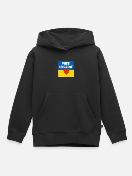 Ukraine - Sweat Premium à capuche enfant bio - noir