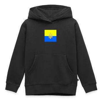 Ukraine - Sweat Premium à capuche enfant bio - noir - Devant - AI Model Kid Male (0cm)