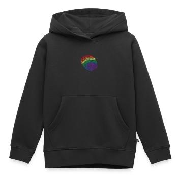 Empreinte digitale LGBTQ - Sweat Premium à capuche enfant bio - noir - Devant - AI Model Kid Male (0cm)