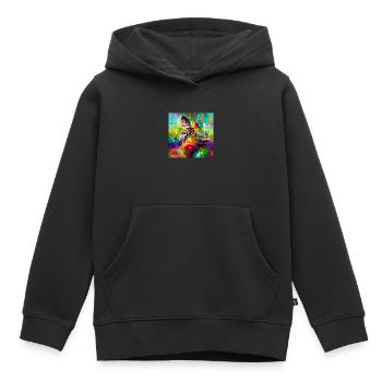 Style rétro psychédélique coloré et psychédélique - Sweat Premium à capuche enfant bio - noir - Devant - AI Model Kid Male (0cm)