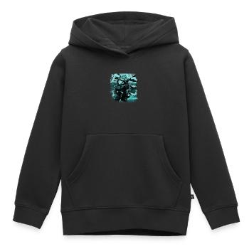 Moto GS noir turquoise - Sweat Premium à capuche enfant bio - noir - Devant - AI Model Kid Male (0cm)