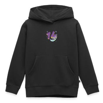 14e anniversaire (Cadeau de 14 ans) - Sweat Premium à capuche enfant bio - noir - Devant - AI Model Kid Male (0cm)