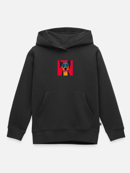 Liebevoller Dobermann - Kinder Premium Organic Hoodie - Schwarz