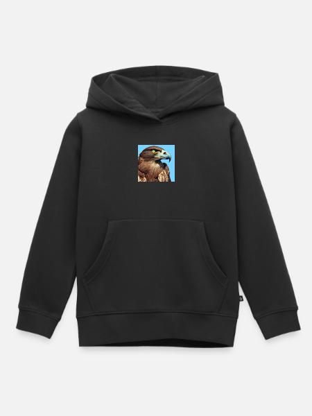 Adlerkopf-Illustration - Kinder Premium Organic Hoodie - Schwarz