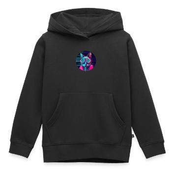 Chat élégant - Sweat Premium à capuche enfant bio - noir - Devant - AI Model Kid Male (0cm)