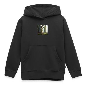 Forêt magique - Sweat Premium à capuche enfant bio - noir - Devant - AI Model Kid Male (0cm)