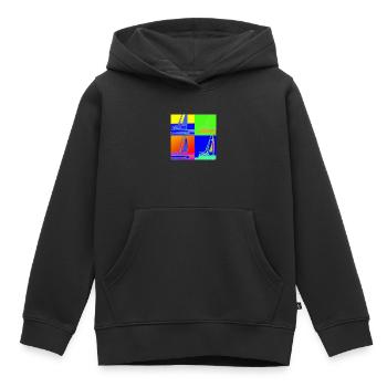 a picture in Warhol style with a sailing yacht - Kinder Premium Organic Hoodie - Schwarz - Vorne - AI Model Kid Male (0cm)