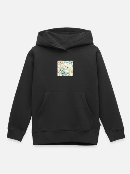 Floral Design 3 - Kinder Premium Organic Hoodie - Schwarz