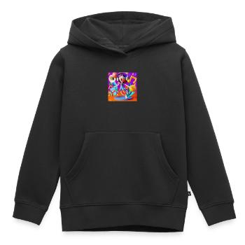 MUSIQUE DRÔLE 012 - Sweat Premium à capuche enfant bio - noir - Devant - AI Model Kid Male (0cm)