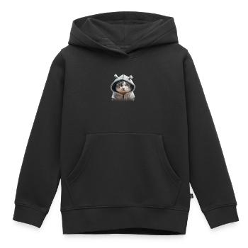 grimmige Katzte mit Hoodie - Kinder Premium Organic Hoodie - Schwarz - Vorne - AI Model Kid Male (0cm)