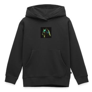 Neonkatze bei Nacht - Kinder Premium Organic Hoodie - Schwarz - Vorne - AI Model Kid Male (0cm)