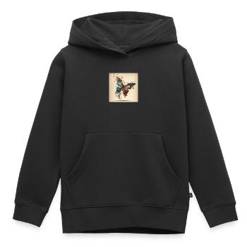 Schmetterling, Notizen - Kinder Premium Organic Hoodie - Schwarz - Vorne - AI Model Kid Male (0cm)