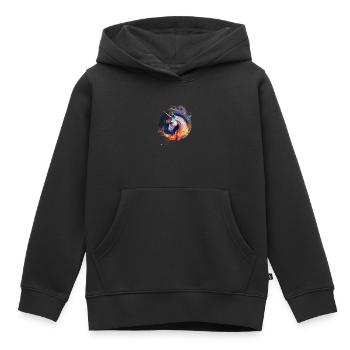 Einhorn-Feuer - Kinder Premium Organic Hoodie - Schwarz - Vorne - AI Model Kid Male (0cm)