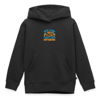 Juste une fille qui aime les Rottweilers - Sweat Premium à capuche enfant bio - noir - Devant - AI Model Kid Male (0cm)