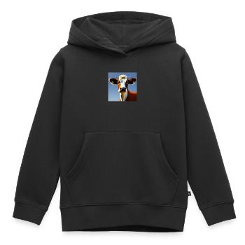 Vache brune et blanche - Sweat Premium à capuche enfant bio - noir - Devant - AI Model Kid Male (0cm)