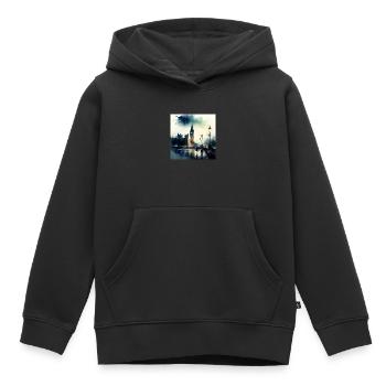 Paysage de Londres Big Ben Aquarell - Sweat Premium à capuche enfant bio - noir - Devant - AI Model Kid Male (0cm)