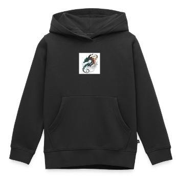 dragon tribal enfumé - Sweat Premium à capuche enfant bio - noir - Devant - AI Model Kid Male (0cm)
