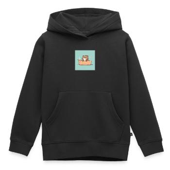 Castor mignon dans la baignoire - Sweat Premium à capuche enfant bio - noir - Devant - AI Model Kid Male (0cm)
