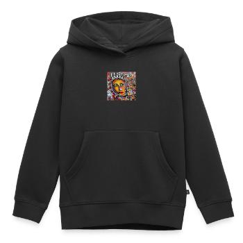 Visage abstrait - Sweat Premium à capuche enfant bio - noir - Devant - AI Model Kid Male (0cm)