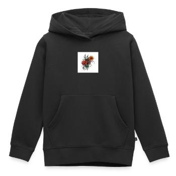 Elegante Blumenillustration mit edlen Verzierungen - Kinder Premium Organic Hoodie - Schwarz - Vorne - AI Model Kid Male (0cm)