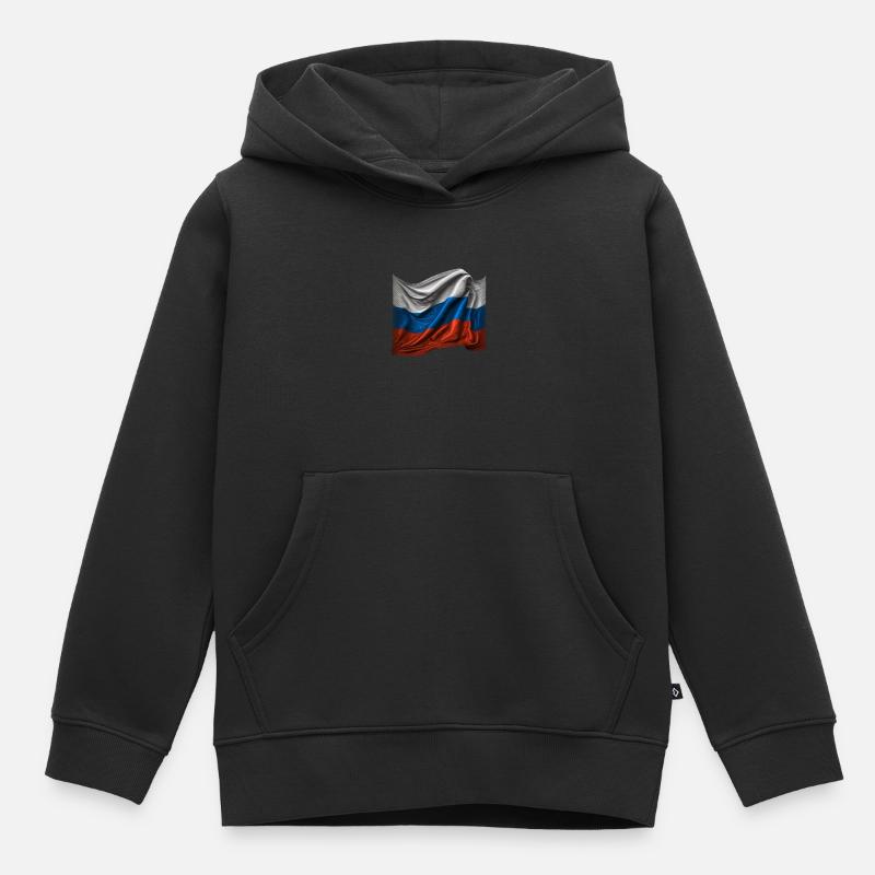 Russie Drapeau russe - Sweat Premium à capuche enfant bio - noir